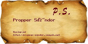 Propper Sándor névjegykártya